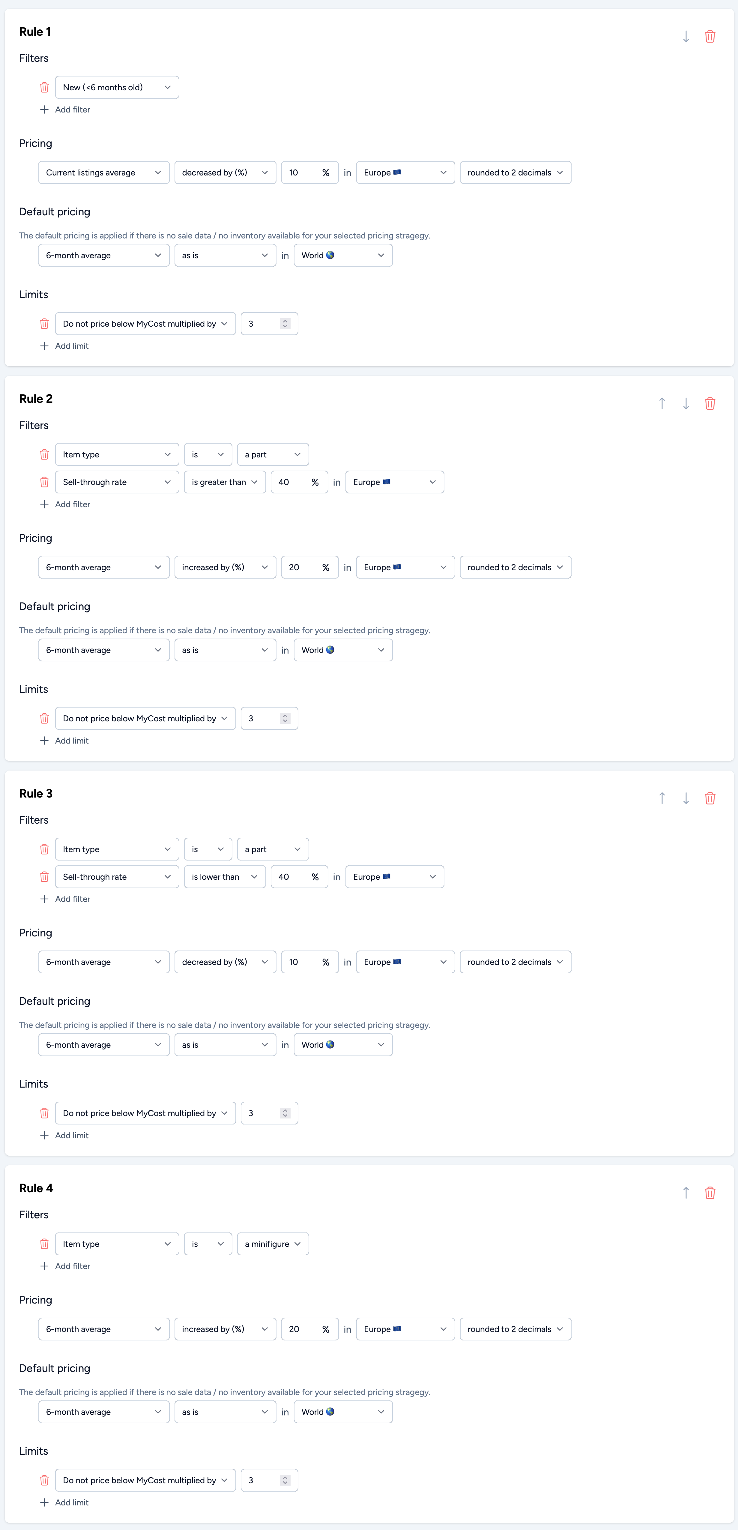 Exmaple pricing formula